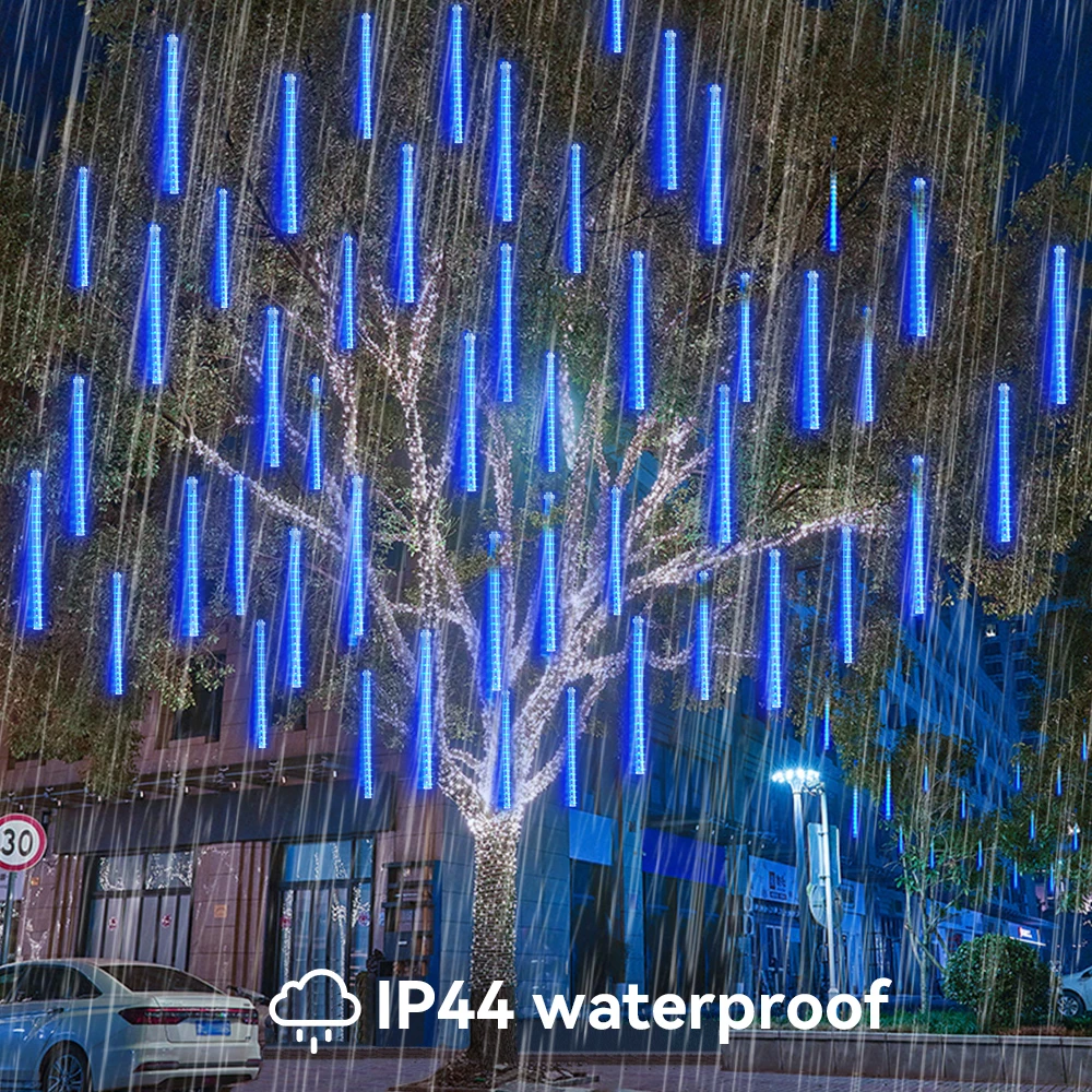 الشمسية LED النيزك دش سلسلة أضواء 50 سنتيمتر 8 أنابيب مقاوم للماء السقوط الجنية سلسلة مصباح لعيد الميلاد السنة الجديدة الزفاف ديكور #2