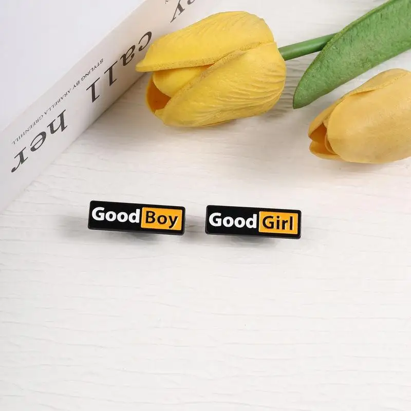 Good Boy Girl Enamel Pin Cute Identity Lapel Pin Badge Unisex Fashion Brooch for Jacket Backpack Hat Clothing Decoration Gift
