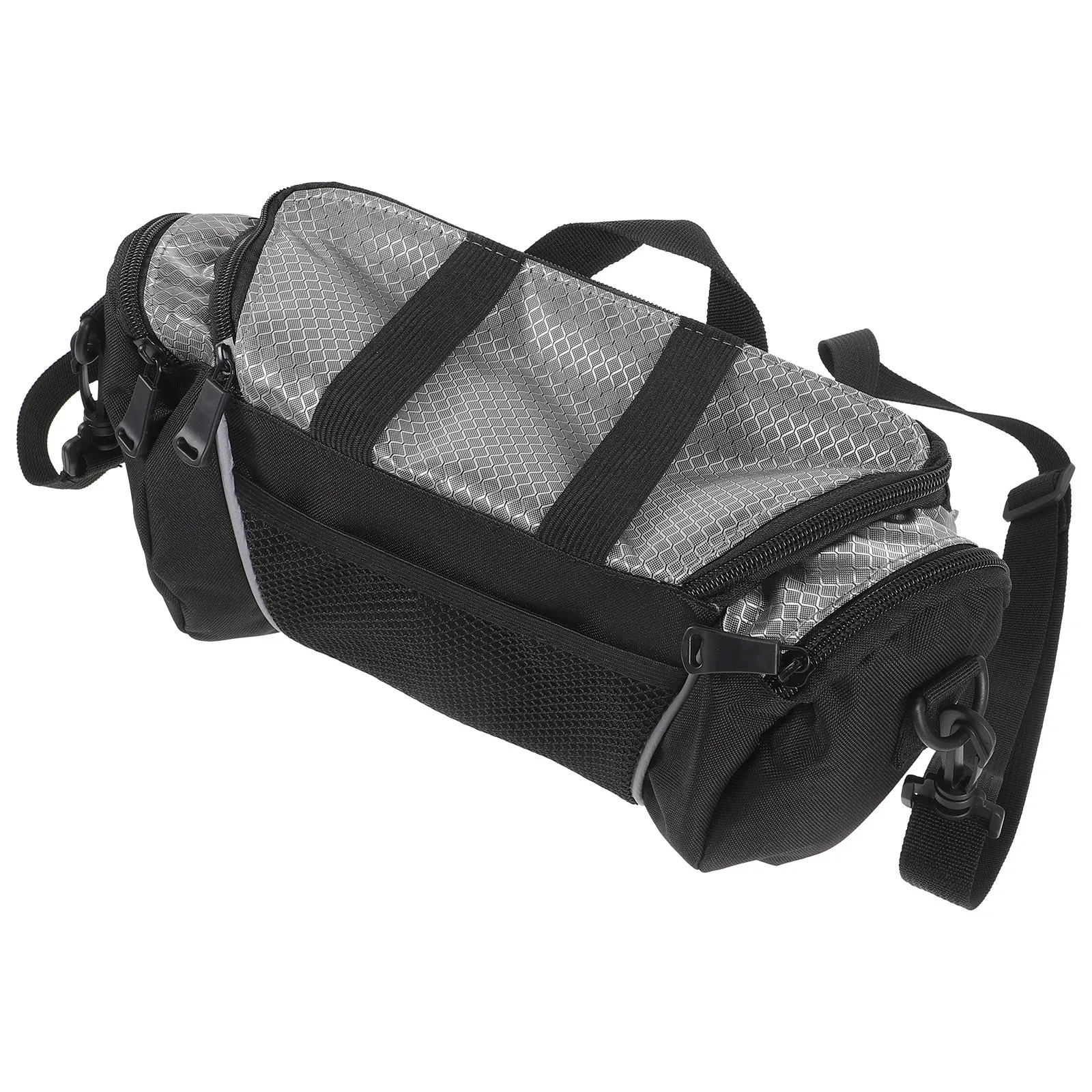 

5L Cycling Front Handlebar Bag Convertible to Shoulder Bag 600D Polyester PVC Lined U-Shape Pe Board Padded Reflective Logo