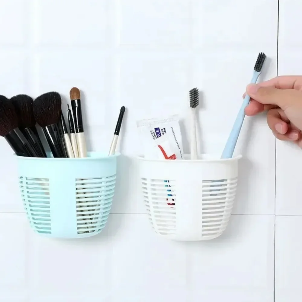 Kitchen Wall Mounted Hollow Storage Basket Plastic Saving Space Hanging Holder Drain Basket for Bedroom Bathroom Organizer