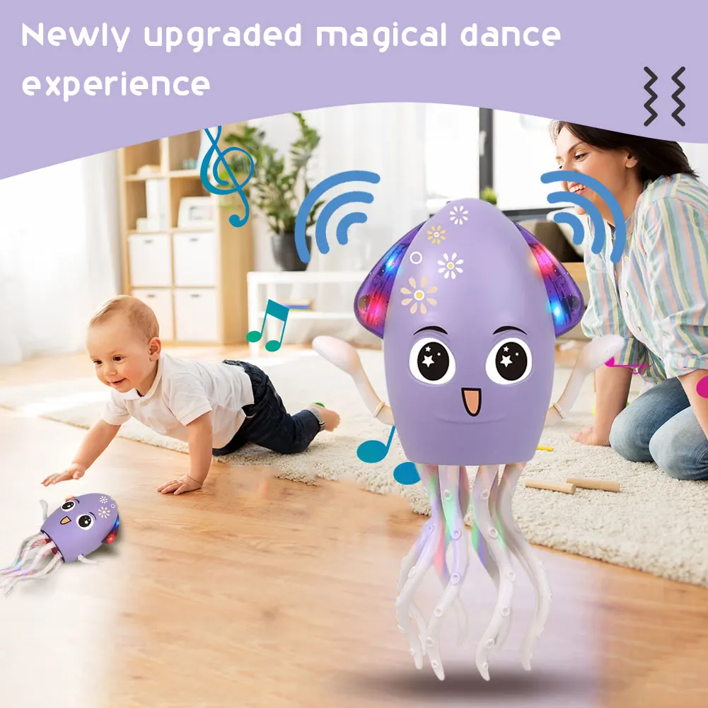 

Cartoon Electronic Octopus Toy Smart Obstacle Avoidance Electronic Light Up Music Toys USB Rechargeable Children Development Toy