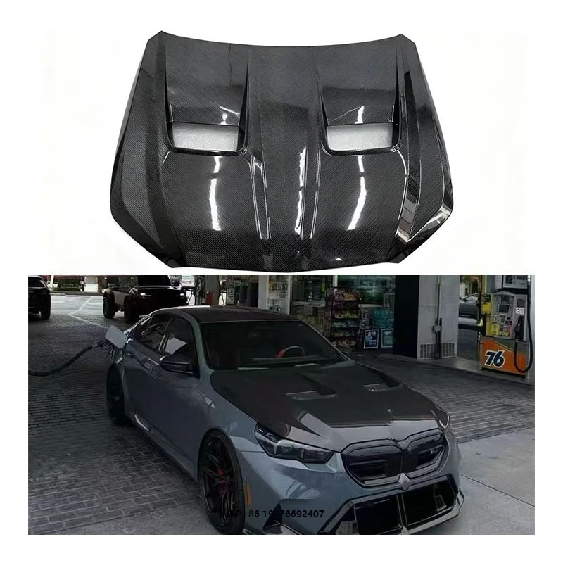 

New for 5 Series G60 G68 G90 Dry Carbon Fiber Hood Bolt-On with Bolts-Black Universal Fitment