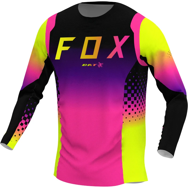 Men\'s BAT FOX MTB Jersey Downhill Jersey Motocross Motorcycle jersey Offroad DH Mountain Bike Jersey Maillot Ciclismo Hombre