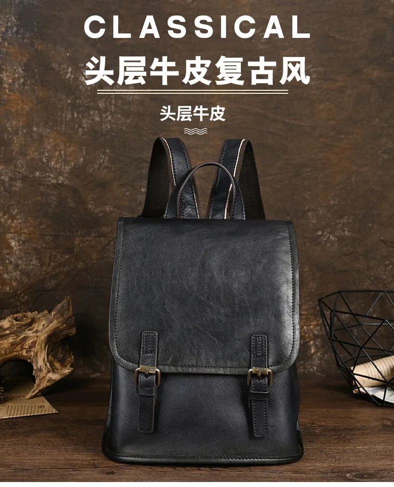 حقيبة ظهر نسائية من الجلد الطبيعي لعام 2026، حقيبة ظهر نسائية من جلد البقر المدبوغ بالخضراوات، حقيبة فاخرة مصممة من جلد البقر بطبقة علوية