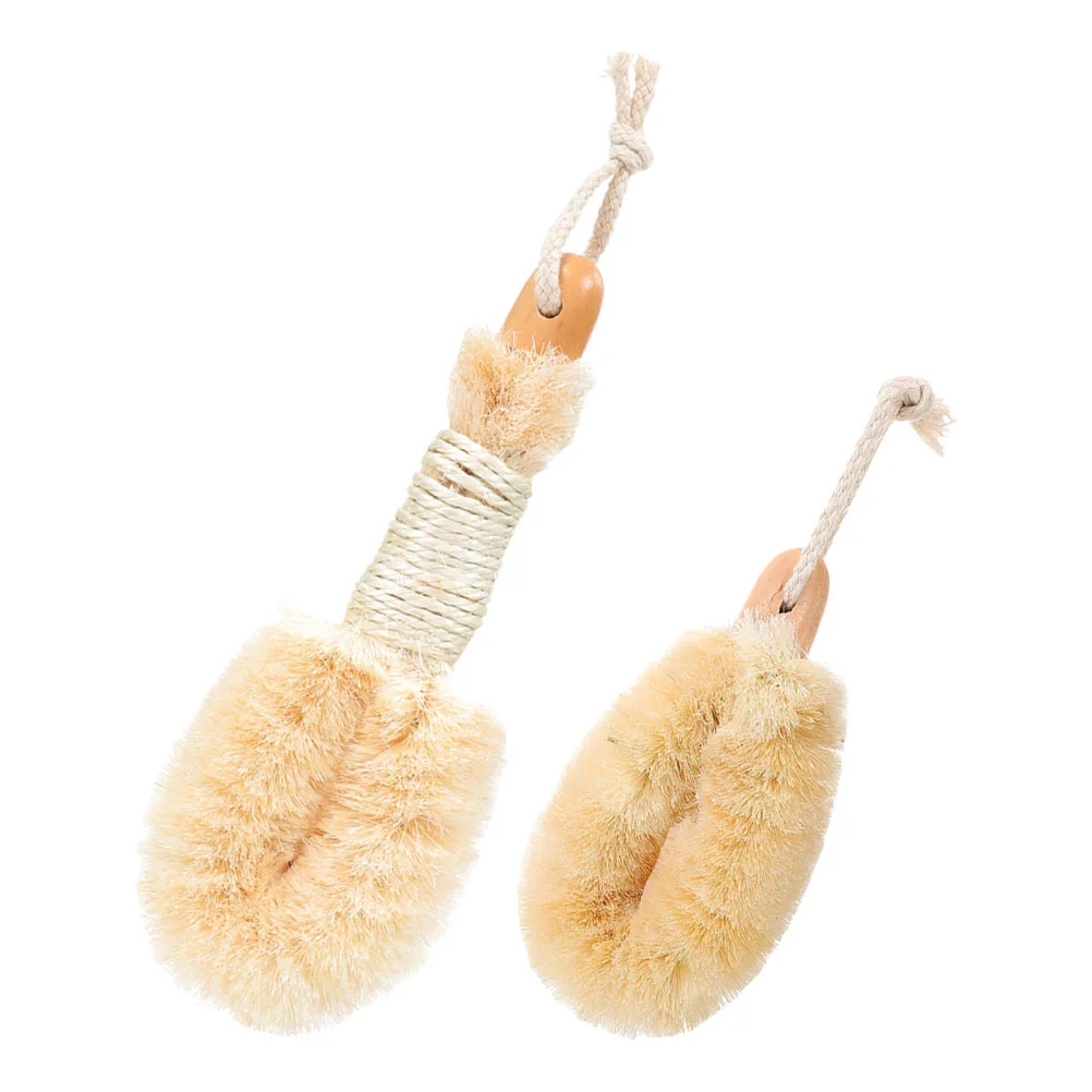 

2Pcs Sisal Body Brush Natural Wood Exfoliating Bath Scrubber Shower Dry Skin Brush for Women Men 120G Body Scrubber Exfoliating