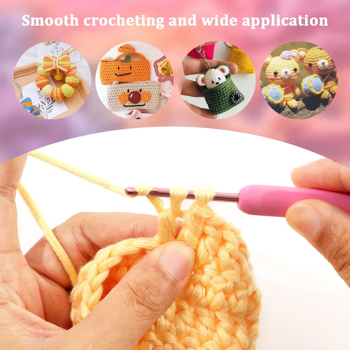 

9PCS Crochet Hooks Needle Silicone Handle Aluminum Crochet Needle Set Needles Sweater Weave 2-6mm DIY Sewing Knitting Tool