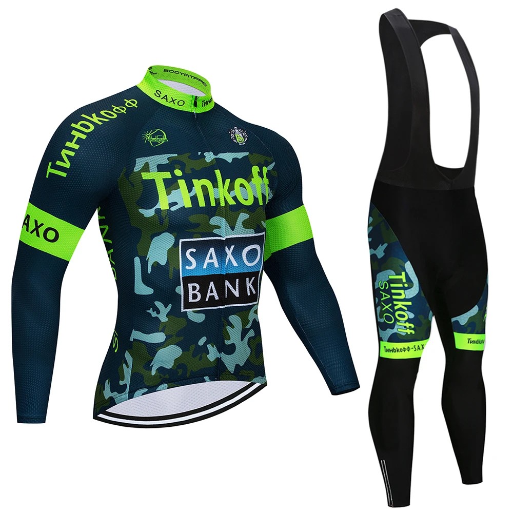 Tinkoff Team Autumn Cycling Jersey Set Ropa Ciclismo Men Long Sleeve Bike Clothing MTB Maillot Road Bicycle Bibs Uniform