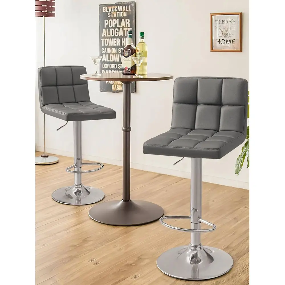 

PU Leather Swivel Bar Stools Adjustable Hydraulic Armless Square Back Counter Height Stool Pub Stool Set Of 2 For Island
