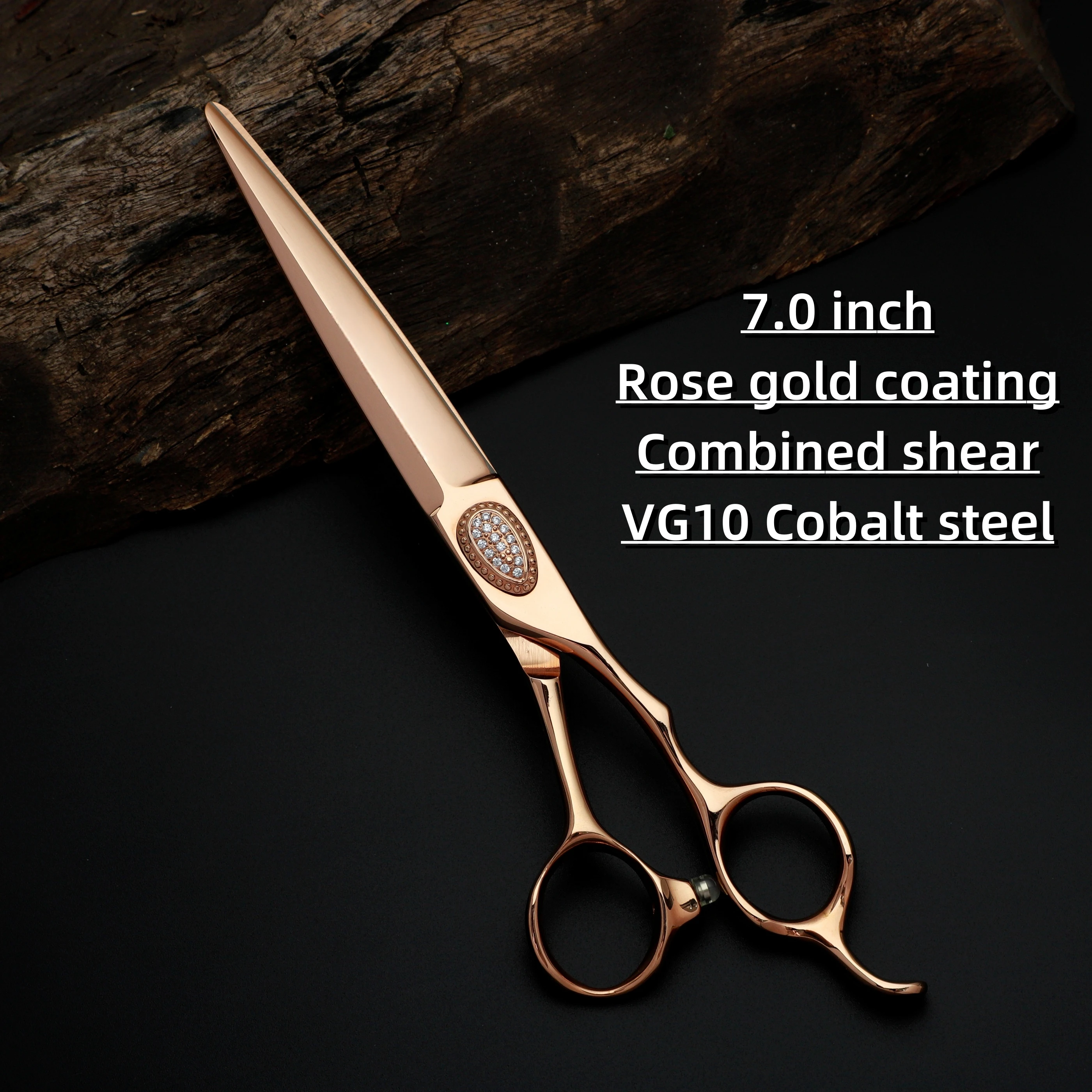 

Professional barber scissors，VG10 Cobalt steel，6.0 to 7.0 inch Rose gold coating scissors，Hair thinning shears，Sharp and Durable