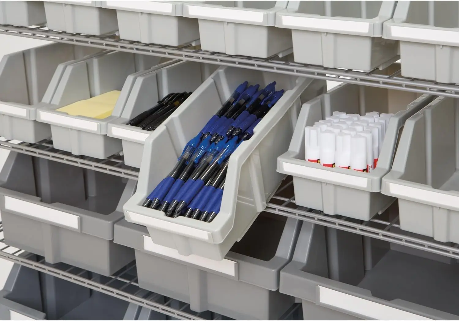 Commercial 7-Tier Platinum/Gray NSF 22-Bin Rack Storage System