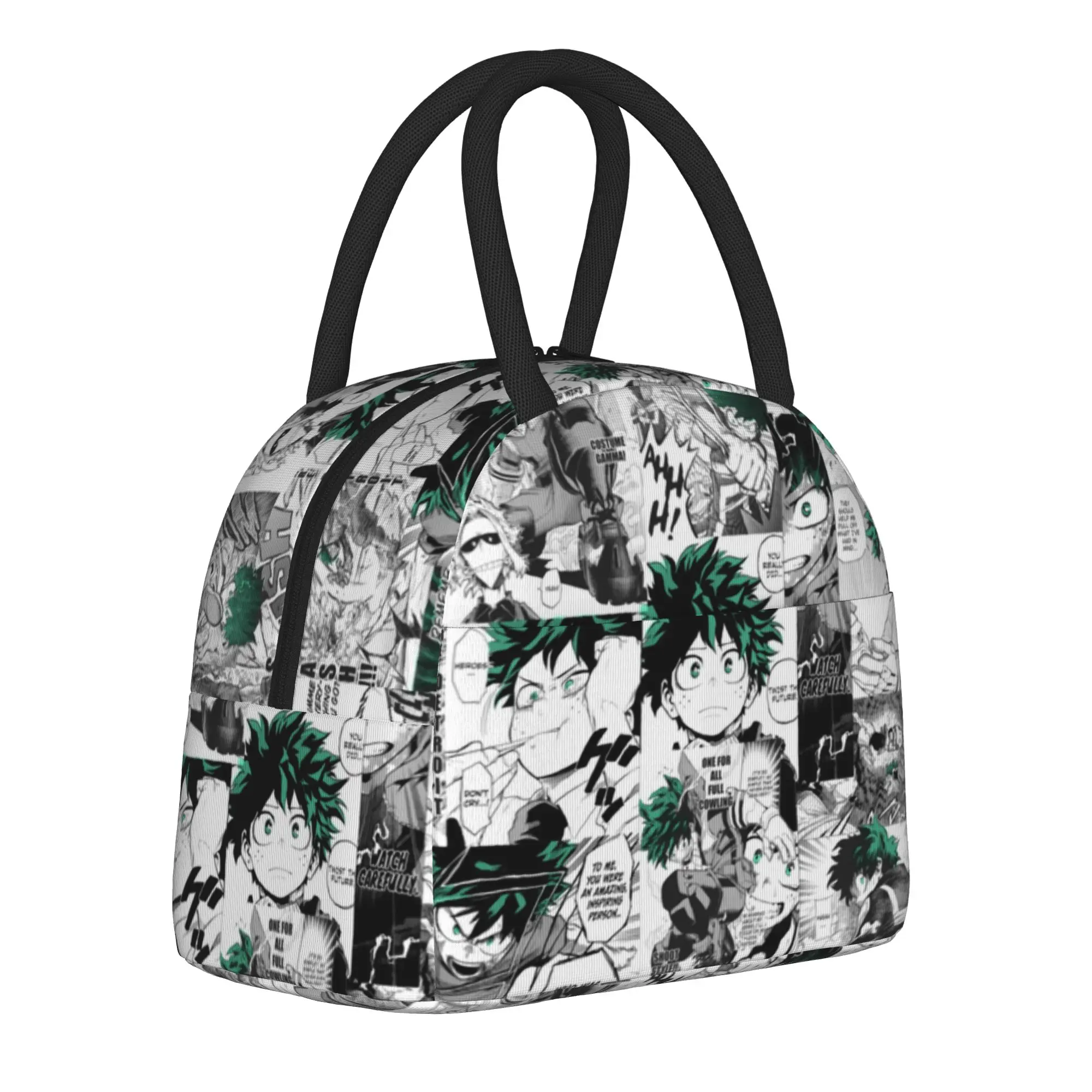 Deku Manga Collage Insulated Lunch Bags High Capacity MHA Meal Container Thermal Bag Tote Lunch Box Food Bag