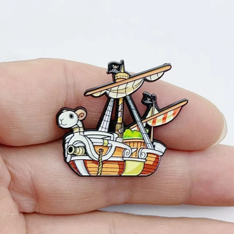 4Pcs Cute Cartoon Sailing Ship Enamel Brooch Set Colorful Pirate Vessel Lapel Pins Metal Badges for Bag Clothes Decoration