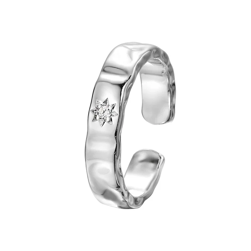 Original niche design irregular star-shaped zirconian couple's matching rings, adjustable for both men and women