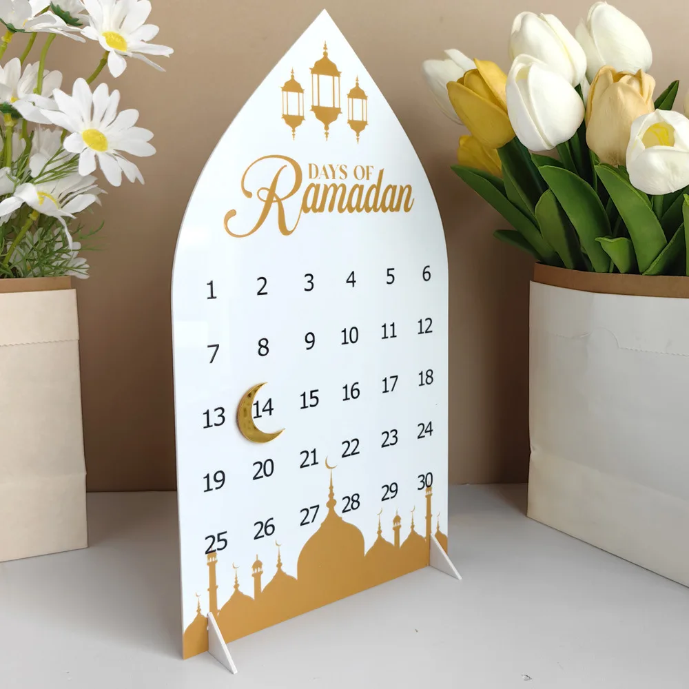 Ramadan Advent Countdown Calendar Acrylic Ramadan Decorations for Home Eid Mubarak Table Decor 30 Days Countdown Calendar