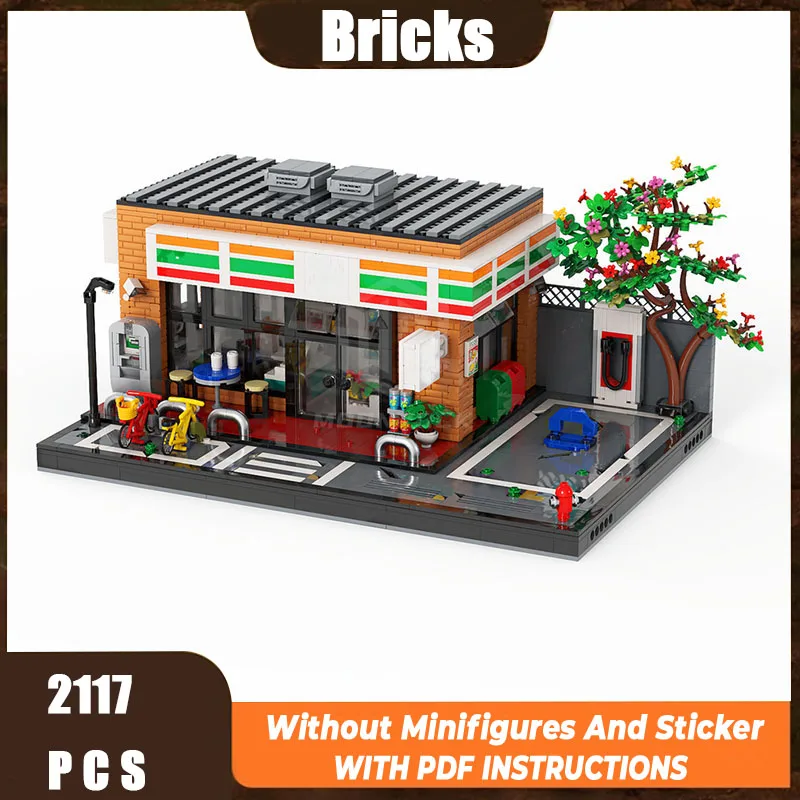 

Moc Building Model Brick 711 Convenience Store Technology Modular Building Blocks Gift Christmas Toys DIY Set Assembly