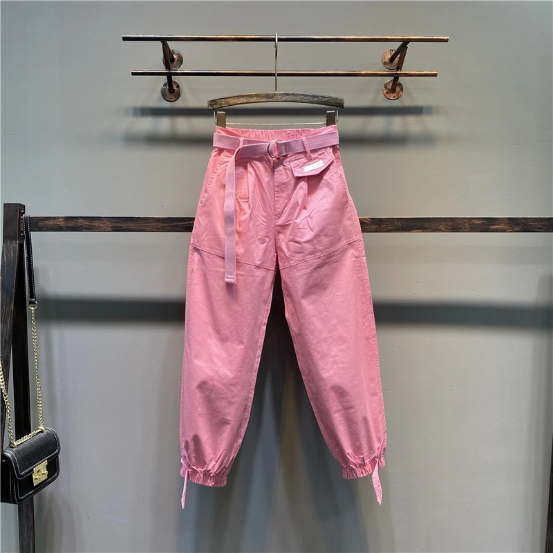 

Casual Cargo Pants Women 2023 Summer Spring New High Waisted Slim-leg Harem Pants Ankle-length Pants