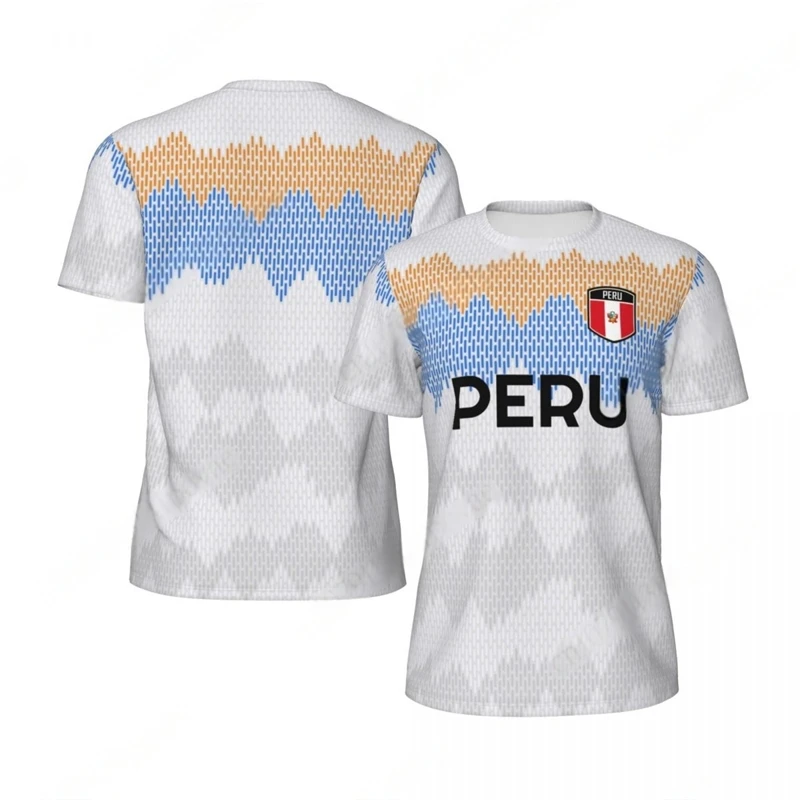 موضة بيرو العلم الجرافيك كرة القدم تي شيرت للرجال الاتجاه ثلاثية الأبعاد الشعار الوطني المطبوعة تي شيرت رياضي فضفاض تنفس تيز القمم #3