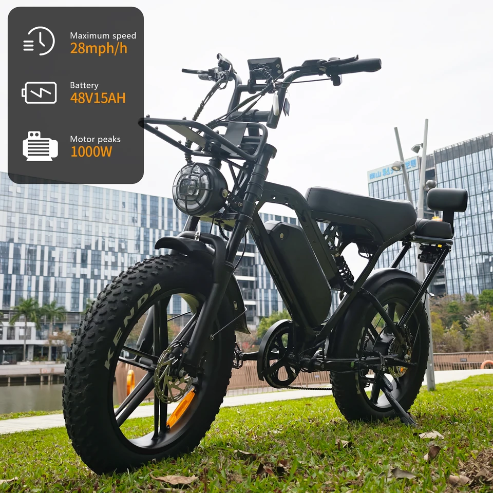 X80 Pro Adult Ebike 1000W Motor 48V 15Ah Large Capacity Battery 20 inch All Terrain Fat Tire Hydraulic Brake 7-speed Transmission Front and Rear Suspension Range 50-60 km Urban Commuter Mountain Off Road Snow Beach Bike image 5