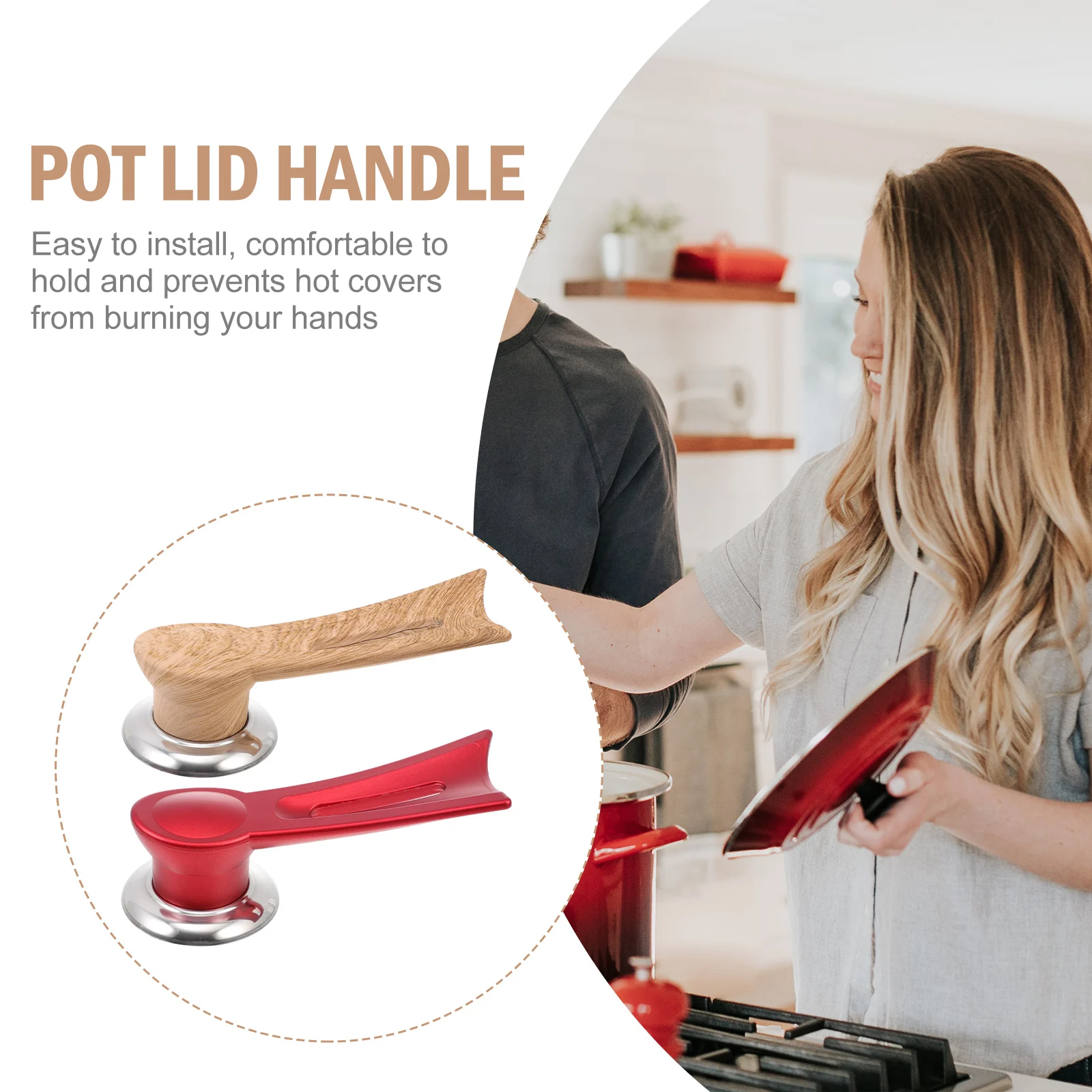 

2Pcs Pot Lid Handles Heat Resistant Stainless Steel Knobs Small Hole Cover Wok Steamer Milk Soup Pan Kitchen Cookware