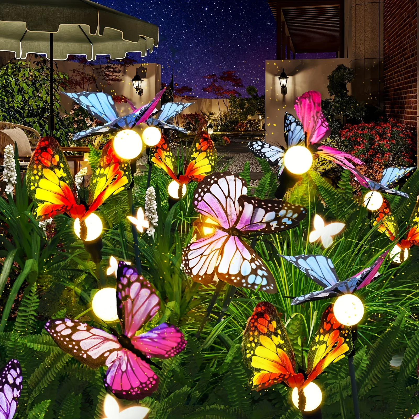 

1/2/4PC Solar LED Butterfly Ball Firefly Landscape Decorative Lights 8LEDS 8 Lighting Modes Bright Garden Light Courtyard Decor