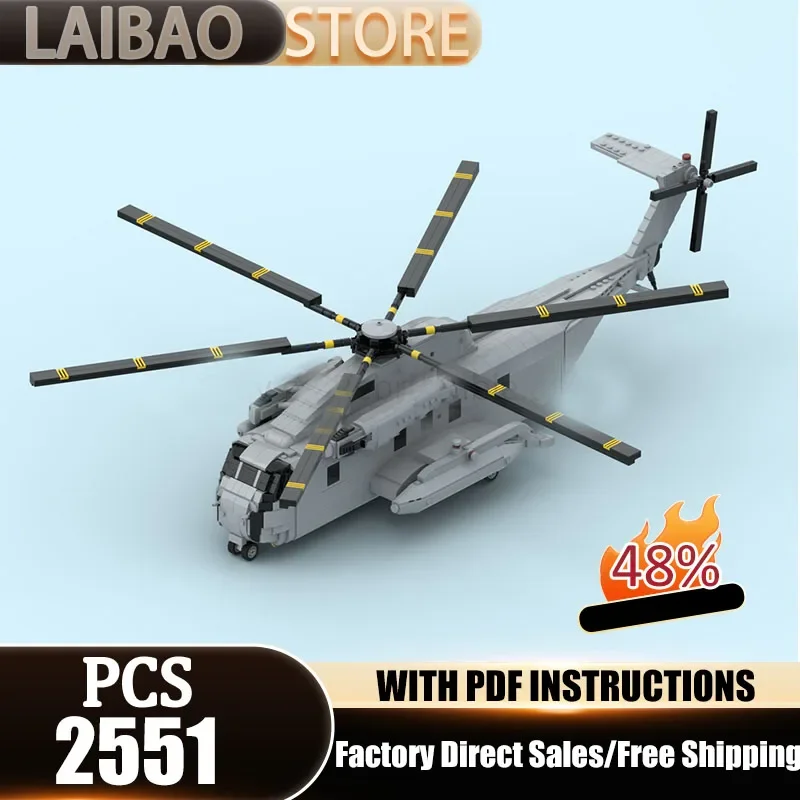 Aerial Fighter Model Moc Building Blocks CH-53D Helicopter Model Technology Bricks Christmas Assembly Toys Constructrion Gifts