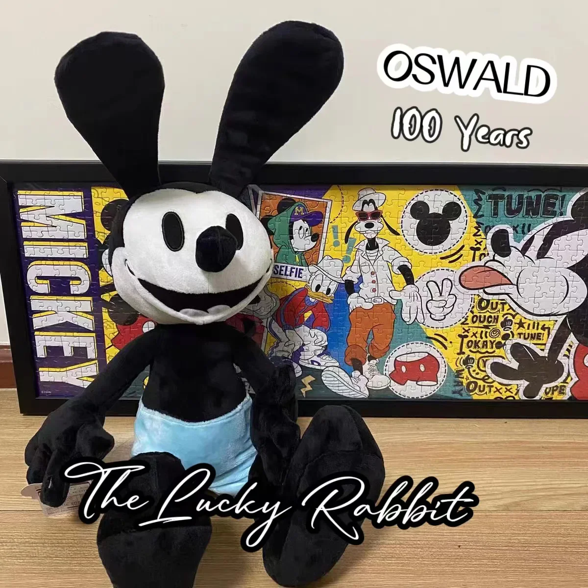 Disney Kawaii Oswald The Lucky Rabbit Plush Toy Doll 100 Years of Mickey Mouse Classic Look Keychain Pendant Cushion Room Decor