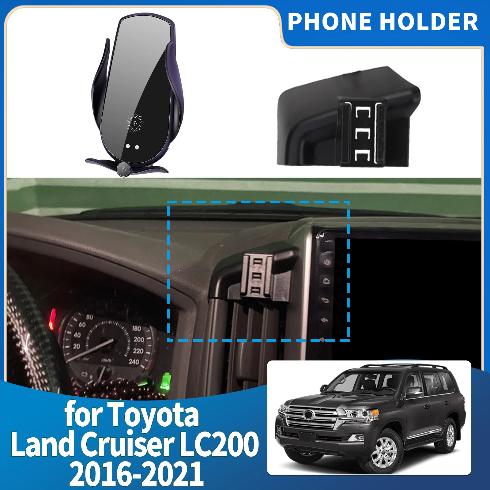 

fit for Toyota Land Cruiser LC200 2016 2017 2018 2019 2020 2021 Integrated Screen Mount Phone Holder Mount Car accessoires