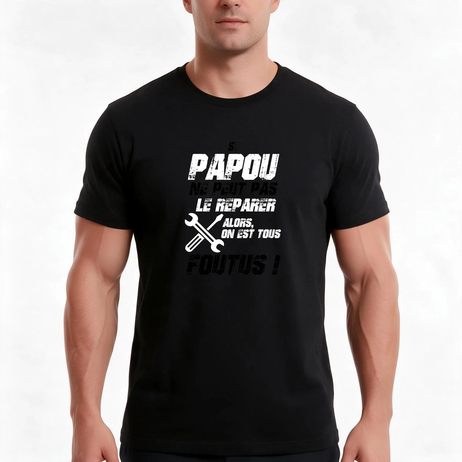 If papu can't fix it then we're screwed T-Shirt, Summer Casual Cotton Tee, Oversized Streetwear Tops, Vintage Graphic Print