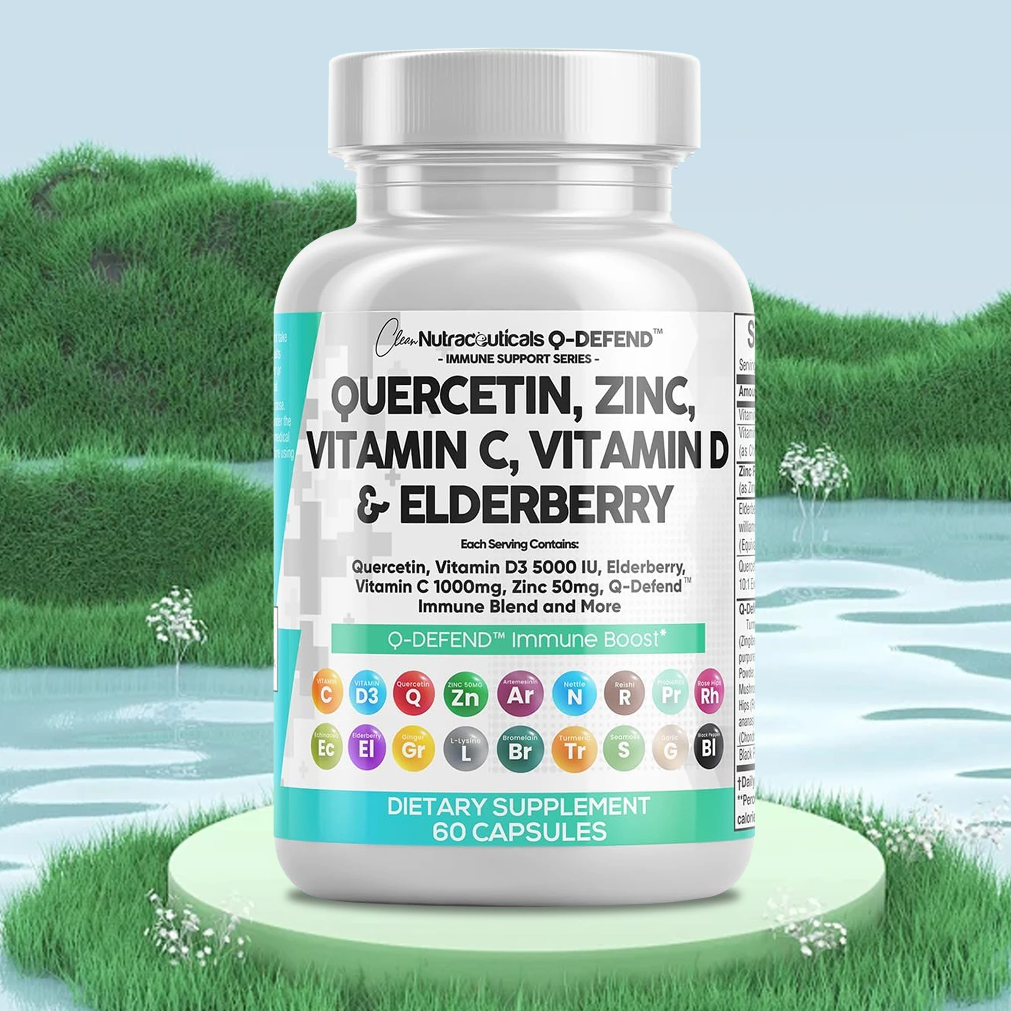 

Добавка от Quercetin, цинка, витамина С, D и пожилых ягодов — антиоксиданты, повышает иммунную систему и повышает уровень энергии.