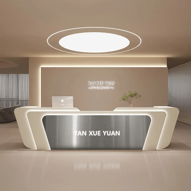 Stainless Steel Checkout Reception Desk Simple Modern Beauty Dental Bar Training Institution Company Empfangs Theke Furniture