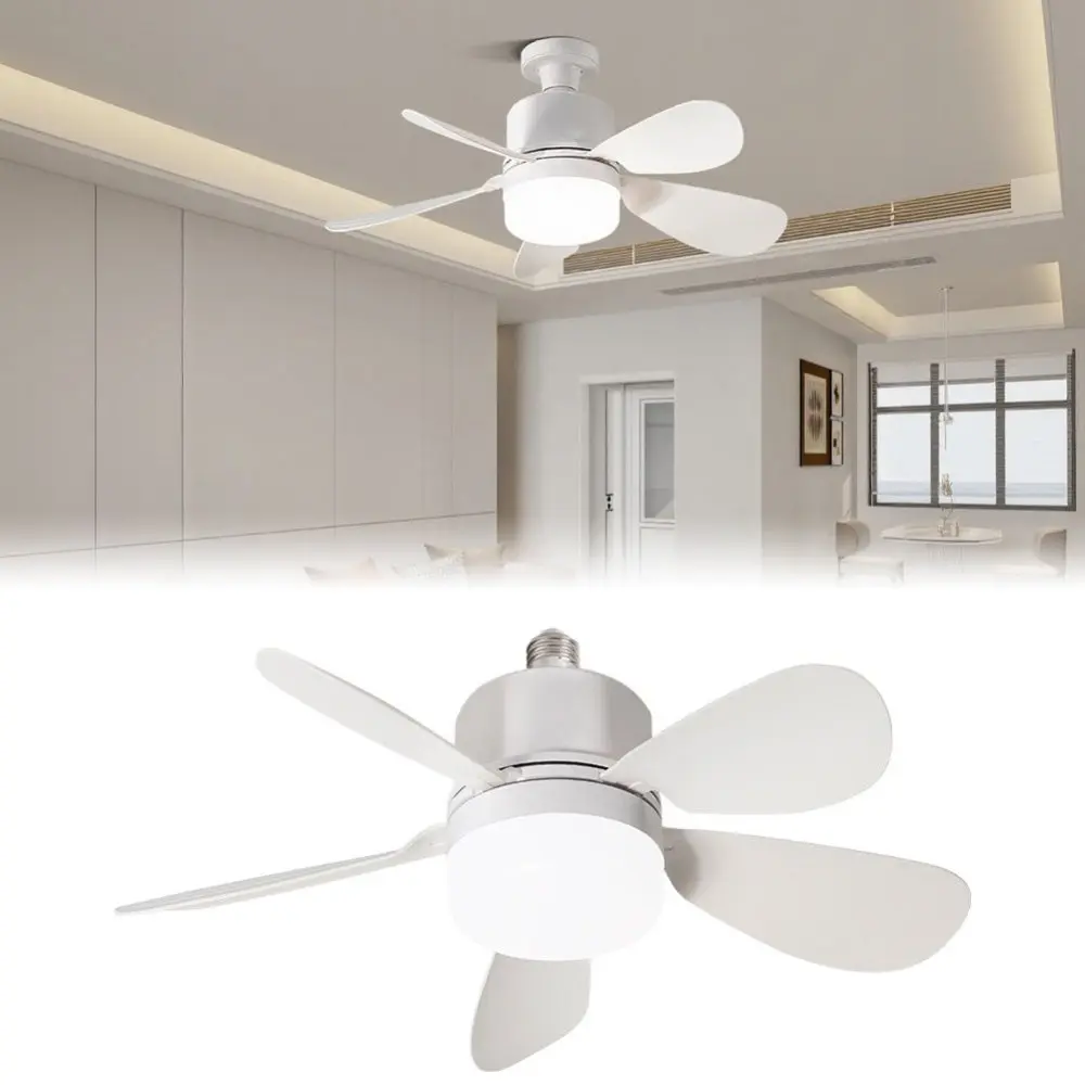 Silent Ceiling Fan Light E27 Base Modern Kitchen Bedroom Quiet Air Cooling Fan Minimalist Ventilation Lamp Unit