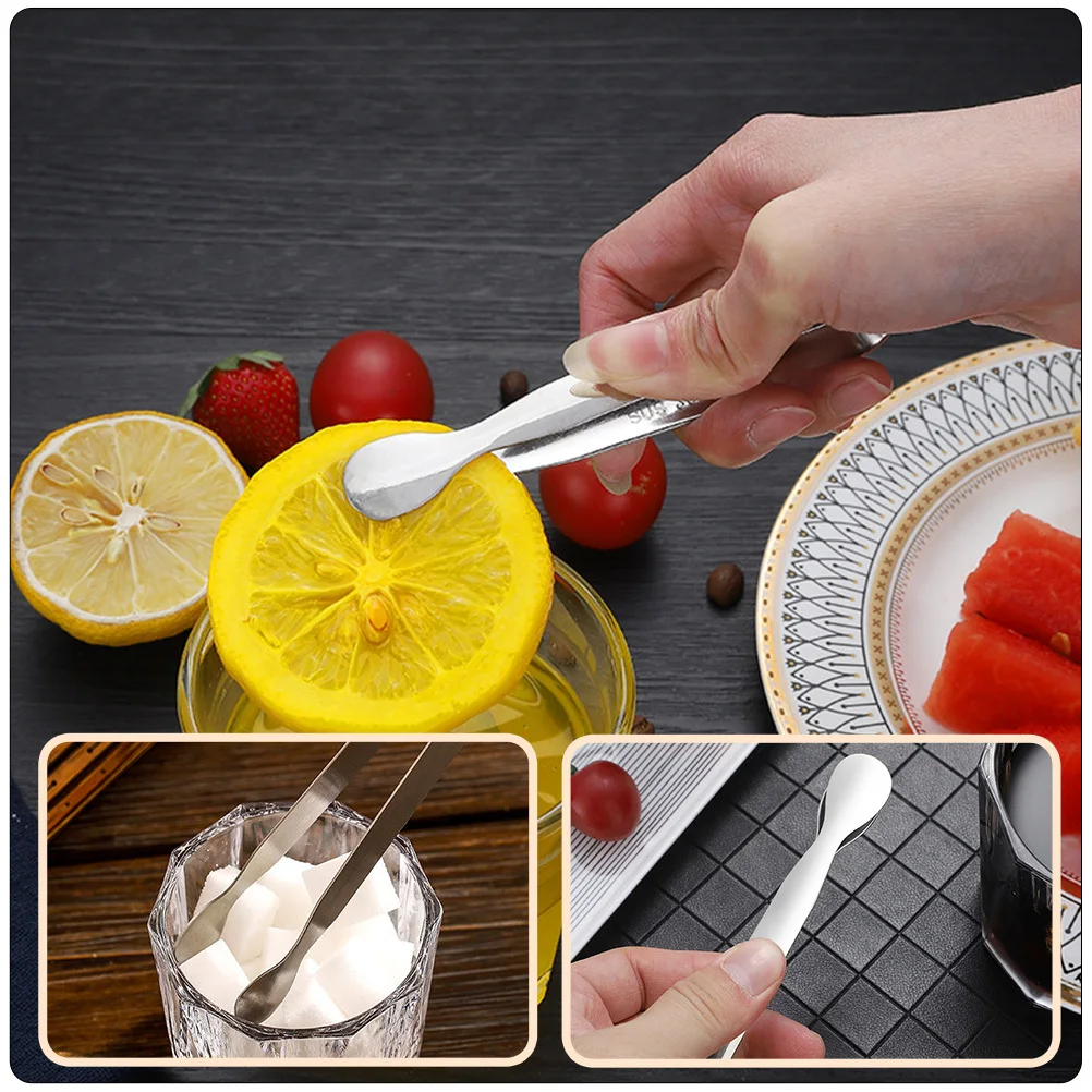 

10Pcs Stainless Steel Mini Sugar Cube Clips Ice Tongs Rust Resistant Lightweight Serving Clips for Ice Coffee Fruit Kitchen Use