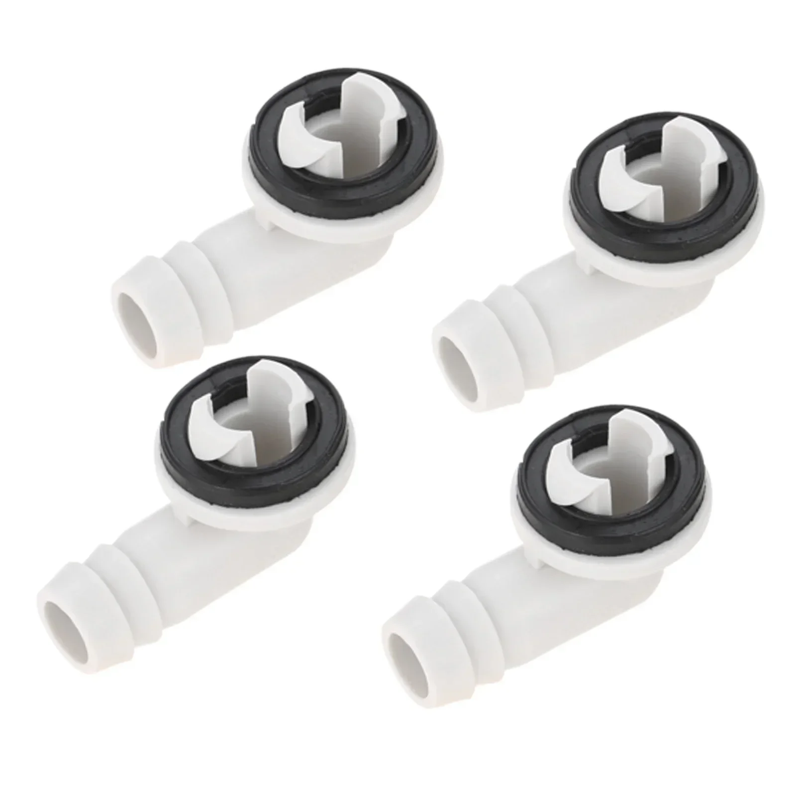 4Pcs White 3/5 Inch AC Drain Hose Connector Elbow Adapter Fitting with Rubber Ring for Window Air Conditioner & Mini Split Units