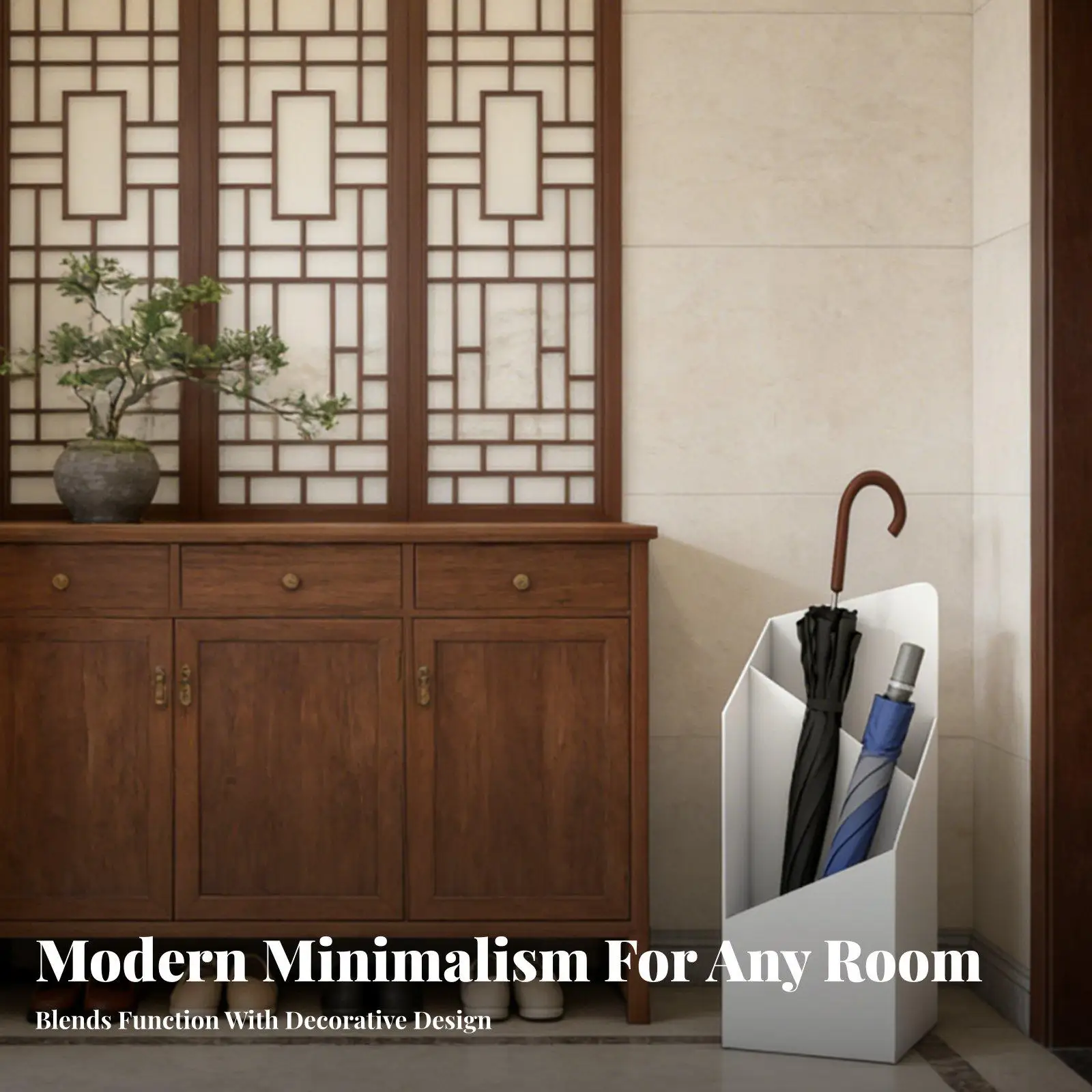 Compact Metal Umbrella Stand for Narrow Entryway Hallway Sturdy Iron Holder with Drainer Freestanding Storage Rack Organizer
