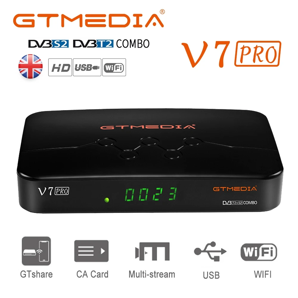 

GTmedia V7 PRO DVB-S/S2/S2X+T/T2 Satellite TV Receiver 1080p Support CA CARD ccam upgrade of V8 NOVA V7HD,stock in Spain UK