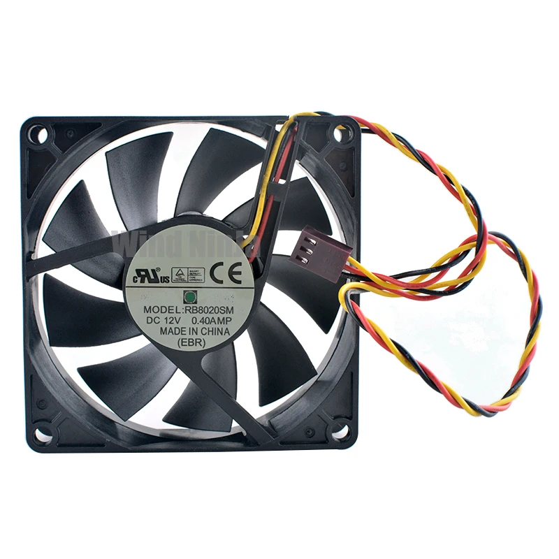 RB8020SM 8cm 80mm fan 80x80x20mm DC12V 0.40A 3pin axial flow fan cooler cooling fan for chassis CPU