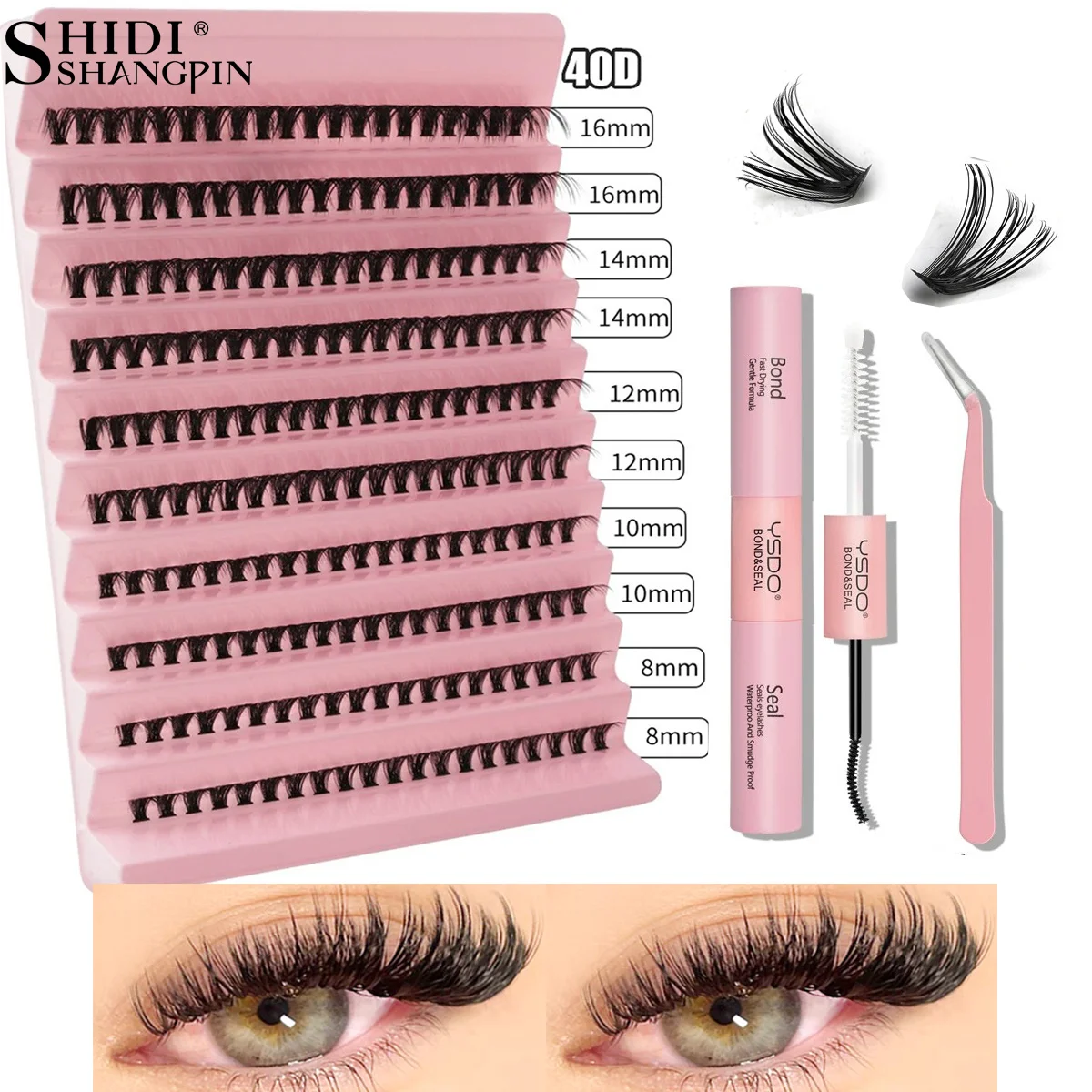 DIY False Lash Clusters Extension Kits 50D-120D Bond and Seal 2-in-1 Natural Fluffy Wispy Faux Wimpernverlängerungen Makeup Tools