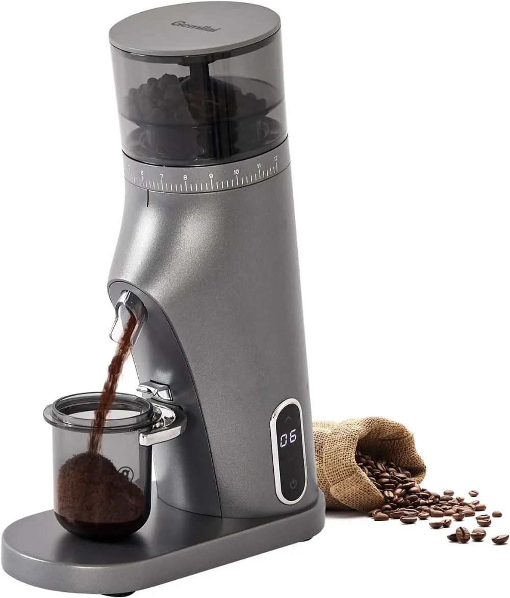 

Electric Conical Burr Coffee Grinder with Smart Timer, 60 Adjustable Settings for Espresso & Drip Coffee