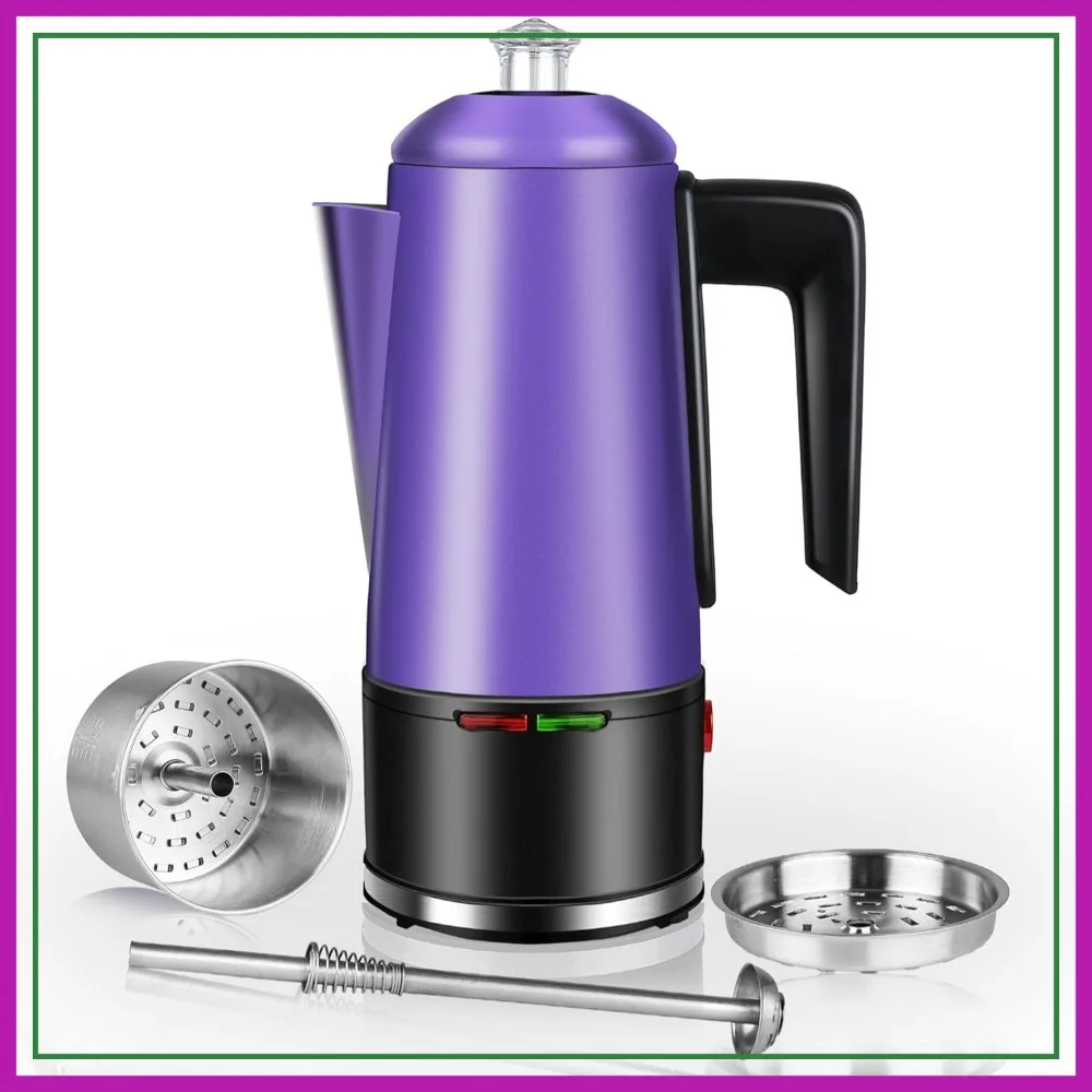 

12-Cup Stainless Steel Electric Coffee Percolator with Keep Warm, Purple
