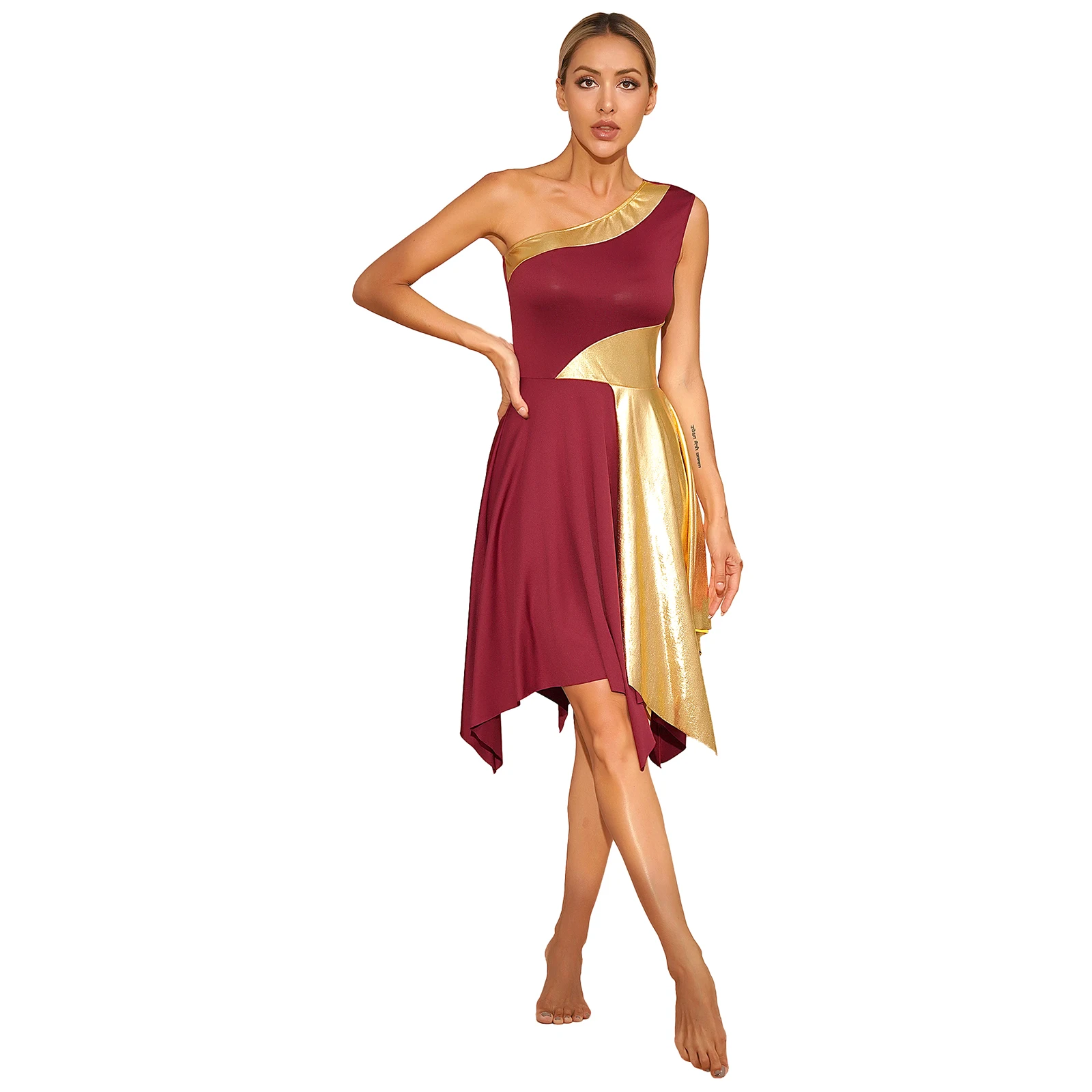 Women's One Shoulder Worship Wear - close-up view
