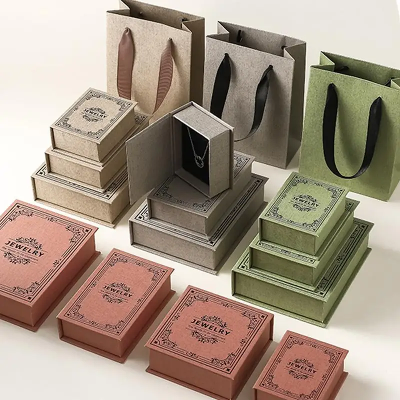 Magnetic Book-Style Jewelry Box With Soft Foam Lining Ring Earring Bracelet Flip-Top Storage Box Gift Jewelry Case Holder