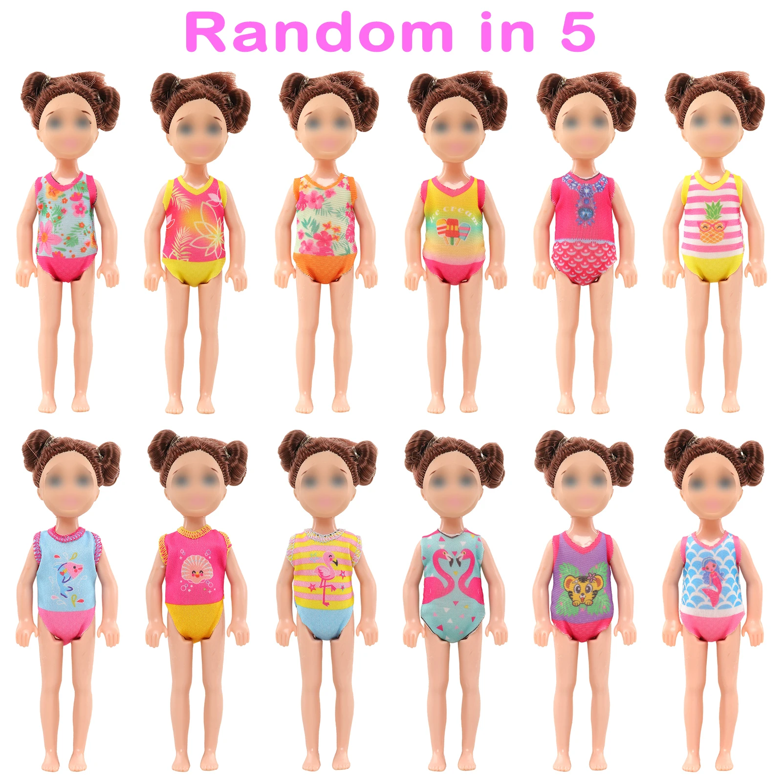 Barwa Fashion 15 Pcs 5.4inch Doll Clothes Accessories =5 skirt+ 5 top pants+ 5 swimsuit Girl Doll Kids Gifts