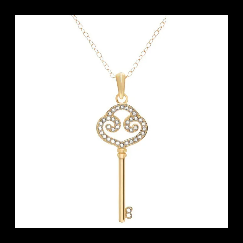 

Trend design s925 sterling silver somersault cloud gold key shape collarbone chain light luxury exquisite shining zircon