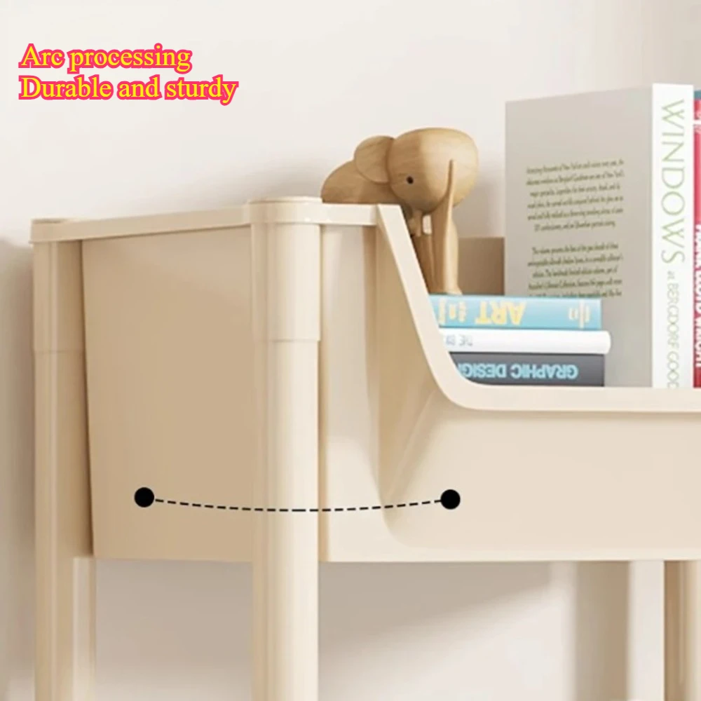 Mehrschichtiger Snackwagen, Wohnzimmer mit Rollen, mobiles Bücherregal, schmaler Schlitzschrank, Kunststoffwagen, Aufbewahrung, Badezimmer, weißes Regal
