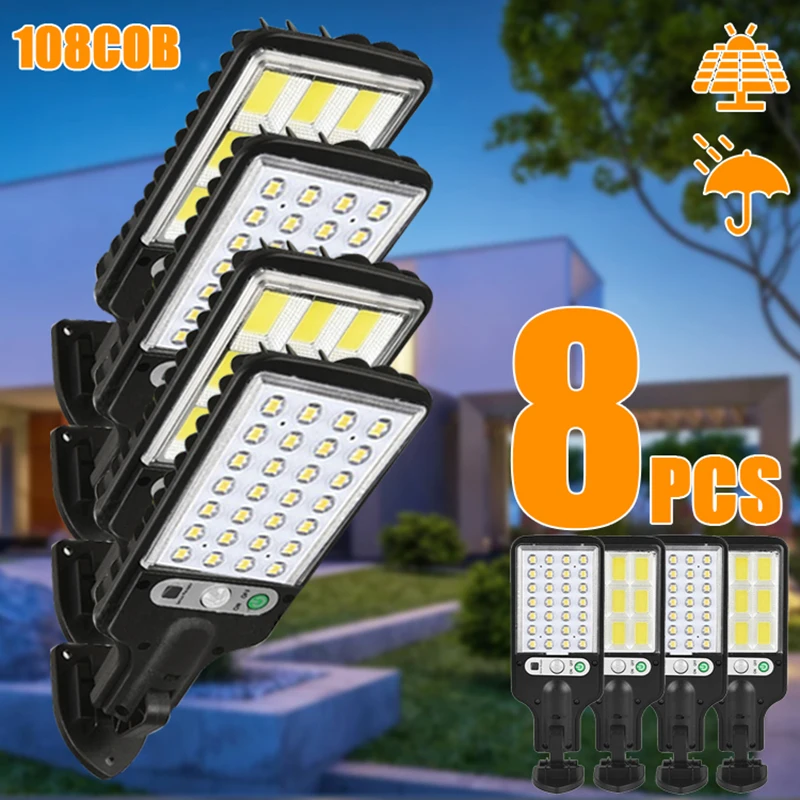 5-8PCS 2000LM Solar Led Light Outdoor Wall Lamp IP65 Waterproof With Motion Sensor for Home Patio Path Yard Pool Garden Lighting