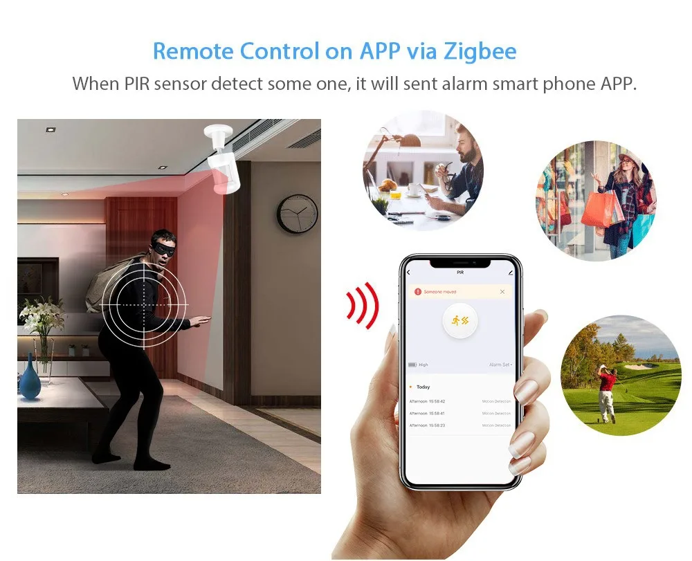 Tuya smartlife app zigbee controle remoto wifi detector pir para sistema de alarme segurança em casa grande angular sensor movimento