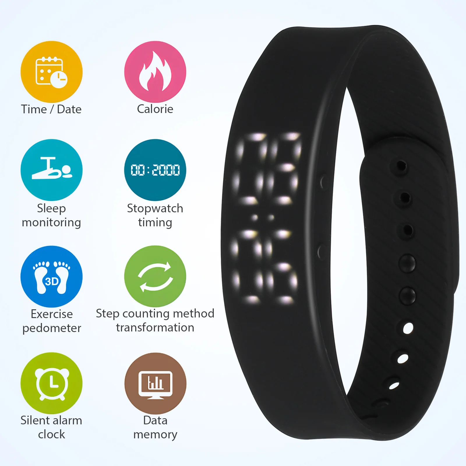 LED الإلكترونية الأسود سيليكون ساعة ذكية حزام قابل للتعديل اللياقة البدنية الرياضة ذكي الذكية سوار المعصم LED سوار الساعة #5