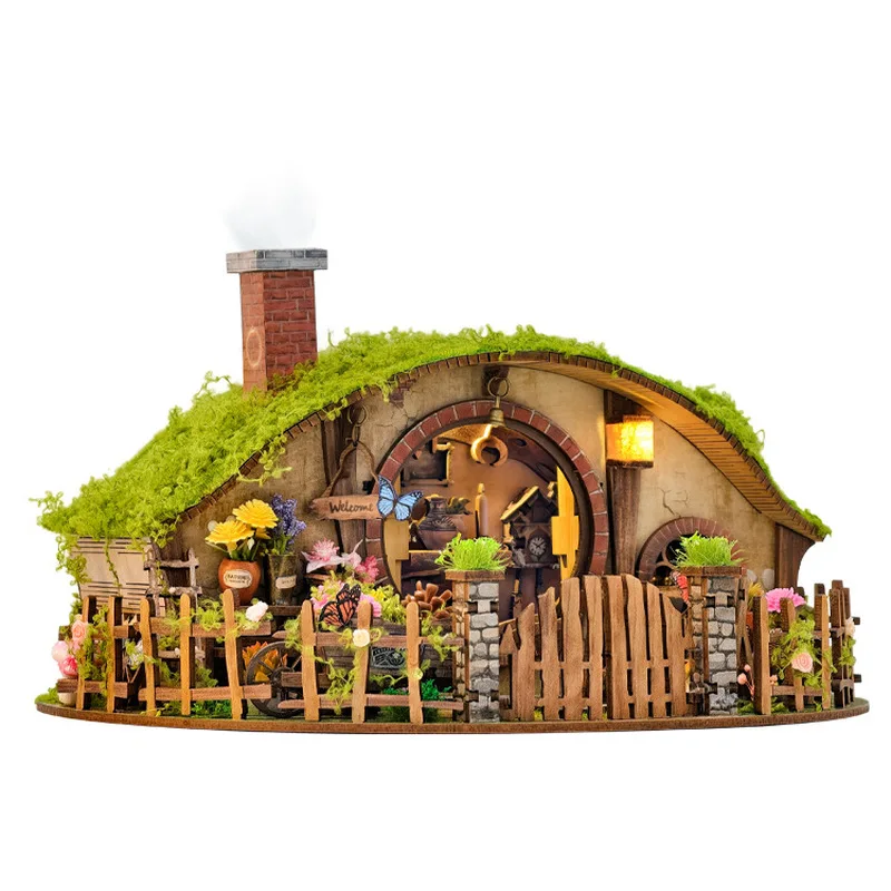 Wooden Diy Magic Ring House Figurines Miniatures Handmade Forest Casa For Friends Birthday Gifts Home Decoration Crafts Bookends