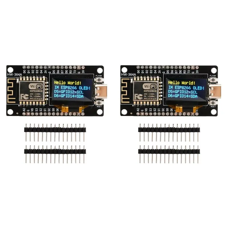 

2X Nodemcu ESP8266 Development Board Serial Wifi Module CH340G With 0.96 OLED Screen For Arduino/Micropython ESP8266(A)