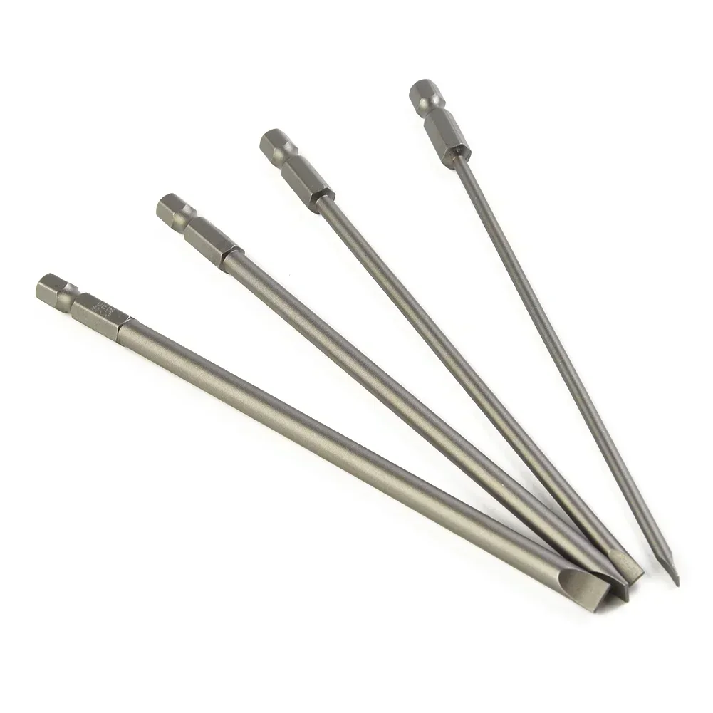 4pcs 100mm Flat-blade Slotted Screwdriver Bit  Alloy Steel Electric Screwdriver Bit  Multifunctional Manual Screwdriver SL Bit